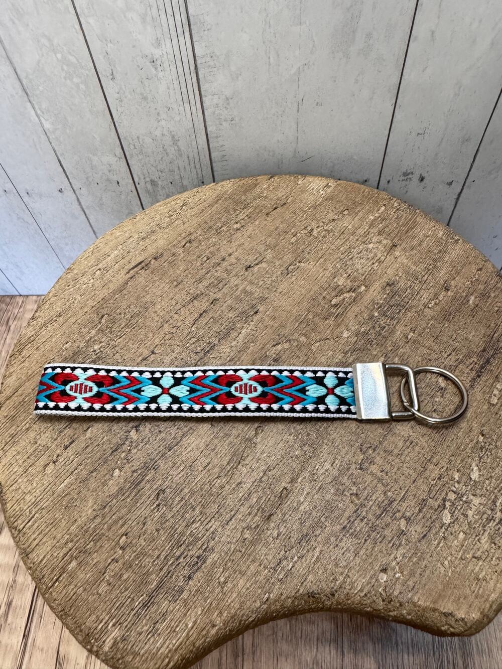 Blue Red Southwest Pattern Wristlet Strap Phone Strap Keychain Keyholder